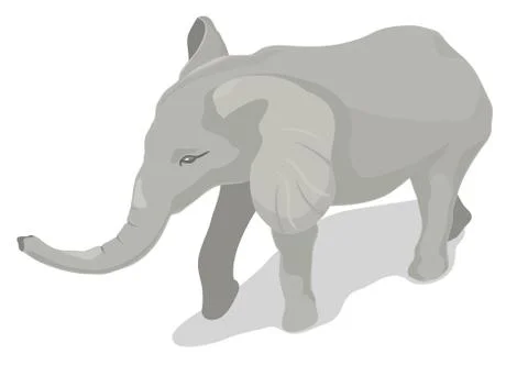 Isometric elephant vector illustration with white background. Stock Illustration