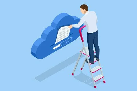 Isometric Email Notification Concept. Message Online Chat Social Text Concept Stock Illustration