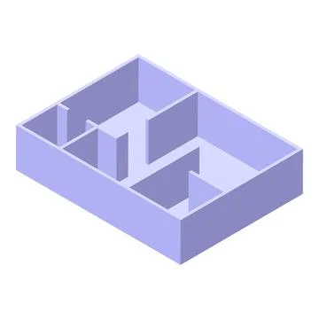 Isometric empty apartment floor plan showing rooms and walls Stock Illustration