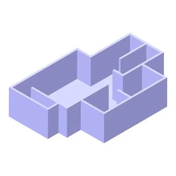Isometric empty apartment or office floor plan showing rooms and walls Stock Illustration