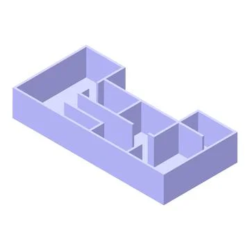 Isometric empty apartment or office floor plan showing rooms and walls Stock Illustration