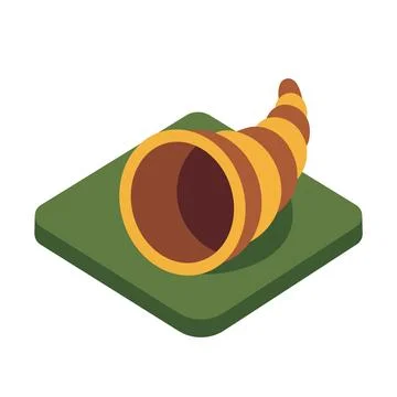 Isometric Empty Cornucopia Thanksgiving Icon Vector Illustration on white b.. 스톡 일러스트