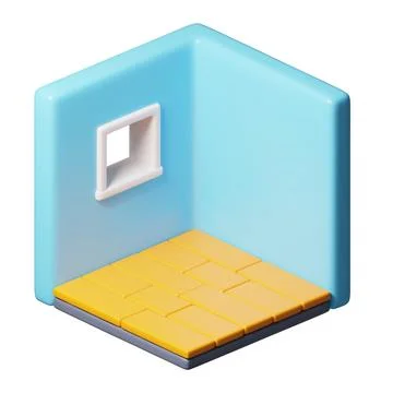 Isometric empty living room. Interior design, cross-section room with window 3D Stock Illustration