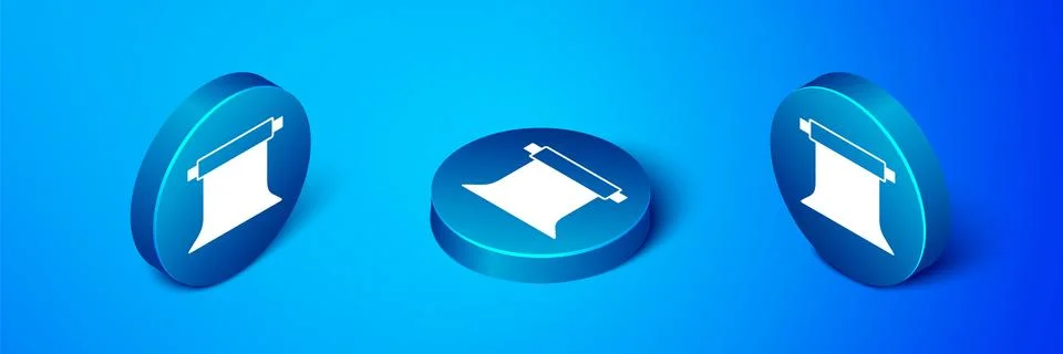 Isometric Empty photo studio icon isolated on blue background. Screen backdrop Stock Illustration