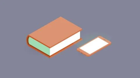 Isometric empty red phone and book Stock-Illustration