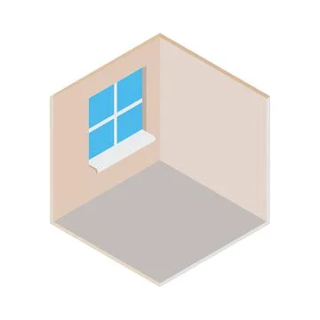 Isometric empty room icon. Vector 3d building area window wall interior Ilustración de archivo