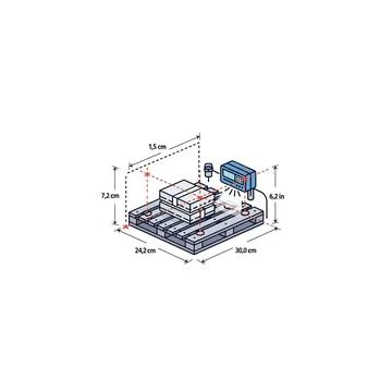 Isometric engineering diagram of machine base with technical dimensions Stock Illustration