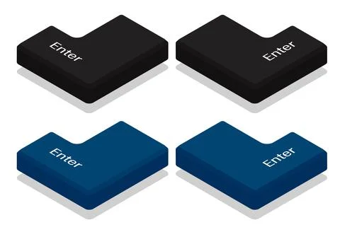 Isometric Enter key for keyboard. Isolated vector on white background Illustrazione stock