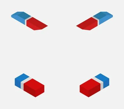Isometric eraser icon illustrated in vector on white background Stock Illustration