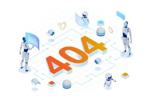 Isometric error 404 page layout vector design. The page you requested could not Stock Illustration