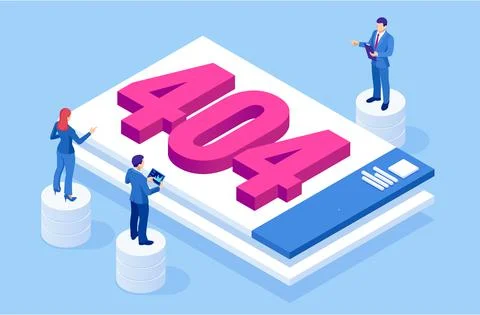 Isometric error 404 page layout vector design. The page you requested could not Stockillustratie