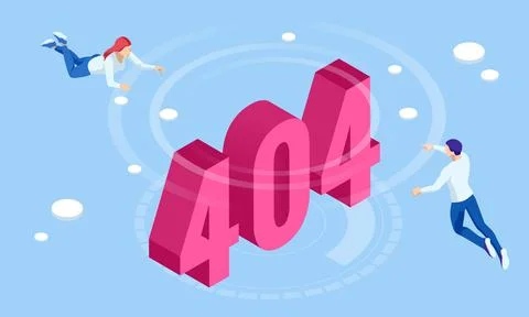 Isometric error 404 page layout vector design. The page you requested could not Illustrazione stock