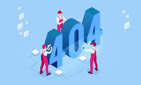 Isometric error 404 page layout vector design. The page you requested could not Illustrazione stock