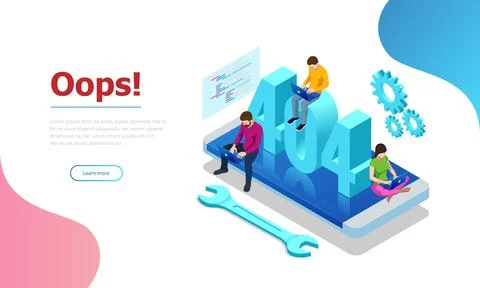 Isometric error 404 page layout vector design. The page you requested could not Illustrazione stock