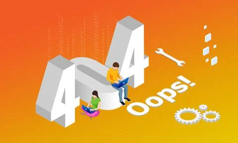 Isometric error 404 page layout vector design. The page you requested could not Illustrazione stock