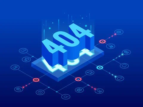 Isometric error 404 page layout vector design. The page you requested could not Ilustración de archivo