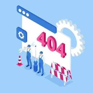 Isometric error 404 page layout vector design. The page you requested could not Illustrazione stock