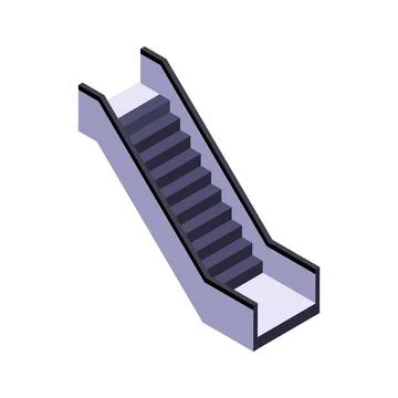 Isometric escalator 3d vector illustration isolated staircase service design Stock Illustration