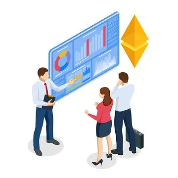 Isometric Ethereum is a decentralized, open-source blockchain with smart Stock Illustration