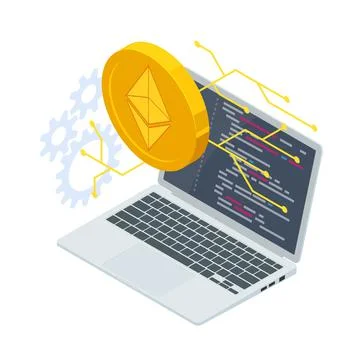 Isometric Ethereum is a decentralized, open-source blockchain with smart Stock Illustration