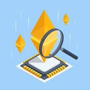 Isometric Ethereum is a decentralized, open-source blockchain with smart Stock Illustration