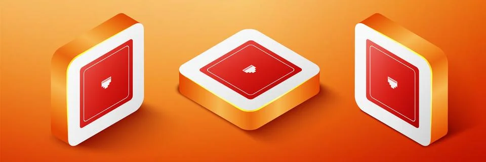 Isometric Ethernet socket sign. Network port - cable socket icon isolated on Stock Illustration