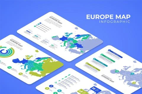 Isometric europe map infographic Stock Illustration