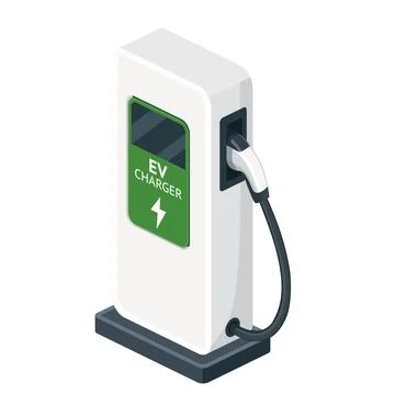 Isometric EV Charging Station Isolated on White Background. Vector Illustra.. Stock Illustration
