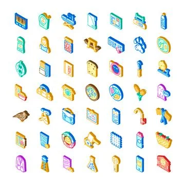 Isometric everyday items collection visualizing various concepts Stock Illustration