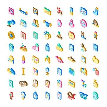 Isometric everyday objects and abstract icons collection Stock Illustration