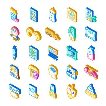 Isometric everyday objects and service icons collection Stock Illustration