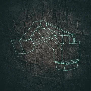 Isometric excavator icon. Stock Illustration