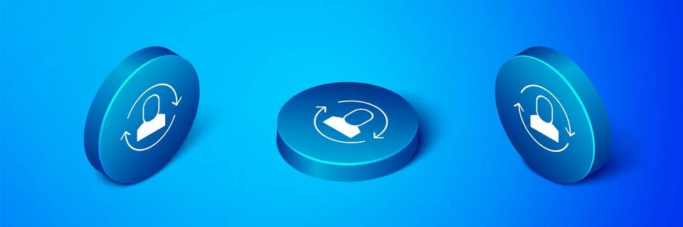 Isometric Exchange work icon isolated on blue background. Information exchange Stockillustratie