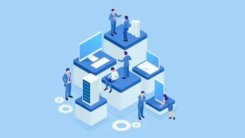 Isometric Expert team for Data Analysis, Business Statistic Video stock 131298236