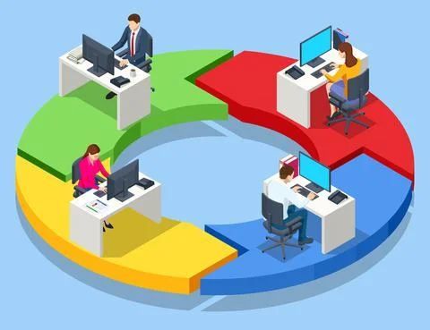 Isometric Expert team for Data Analysis, Business Statistic, Management Illustrazione stock
