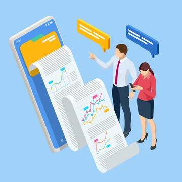 Isometric Expert team for Data Analysis, Business Statistic, Management 스톡 일러스트