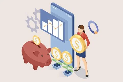 Isometric Expert team for Data Analysis, Business Statistic, Management Illustrazione stock