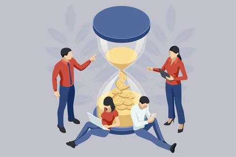 Isometric Expert team for Data Analysis, Business Statistic, Management Illustrazione stock