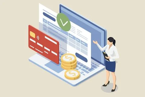 Isometric Expert team for Data Analysis, Business Statistic, Management Illustrazione stock