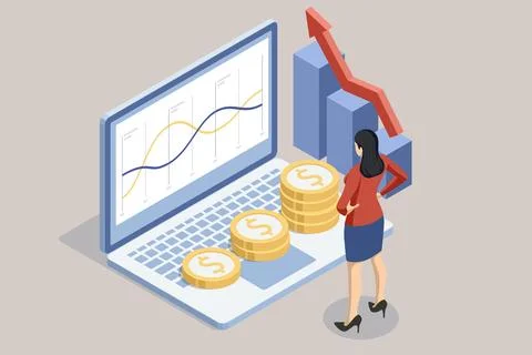 Isometric Expert team for Data Analysis, Business Statistic, Management Illustrazione stock