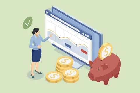 Isometric Expert team for Data Analysis, Business Statistic, Management Illustrazione stock