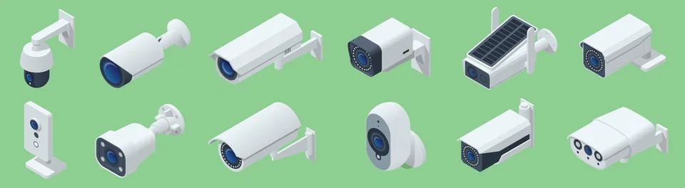Isometric Face Recognition and Personal Identification Technologies in Street Stock Illustration