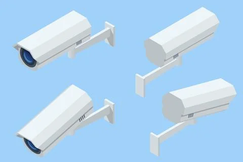 Isometric Face Recognition and Personal Identification Technologies in Street イラスト素材