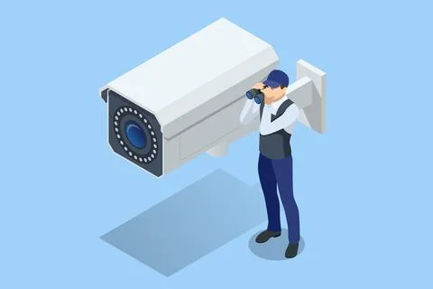 Isometric Face Recognition and Personal Identification Technologies in Street Stock Illustration
