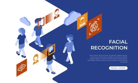 Isometric facial recognition technology Stock Illustration