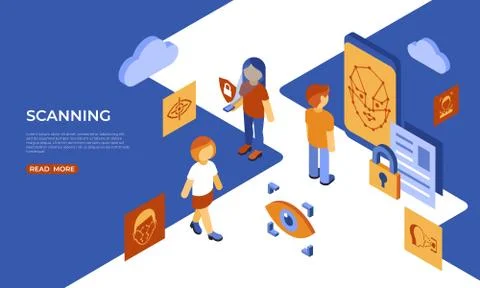 Isometric facial recognition technology Illustrazione stock