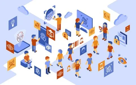 Isometric facial recognition technology Stock-Illustration