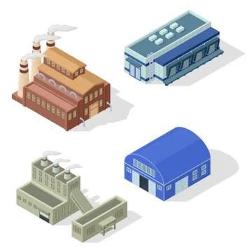 Isometric factory vector set Illustrazione stock