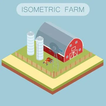 Isometric farm banner Illustrazione stock