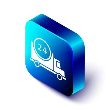 Isometric Fast round the clock delivery by car icon isolated on white background Stockillustratie